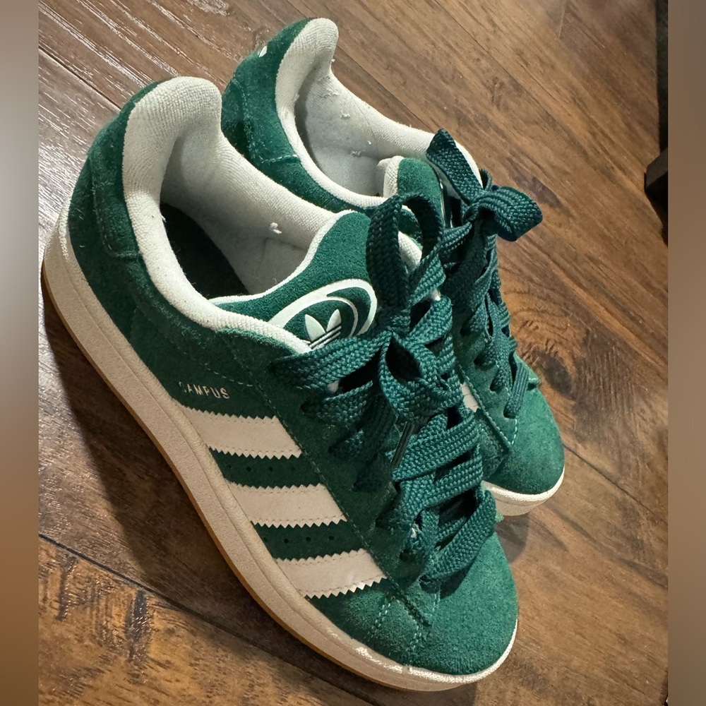 Adidas Forest Green Sneakers with White Stripes